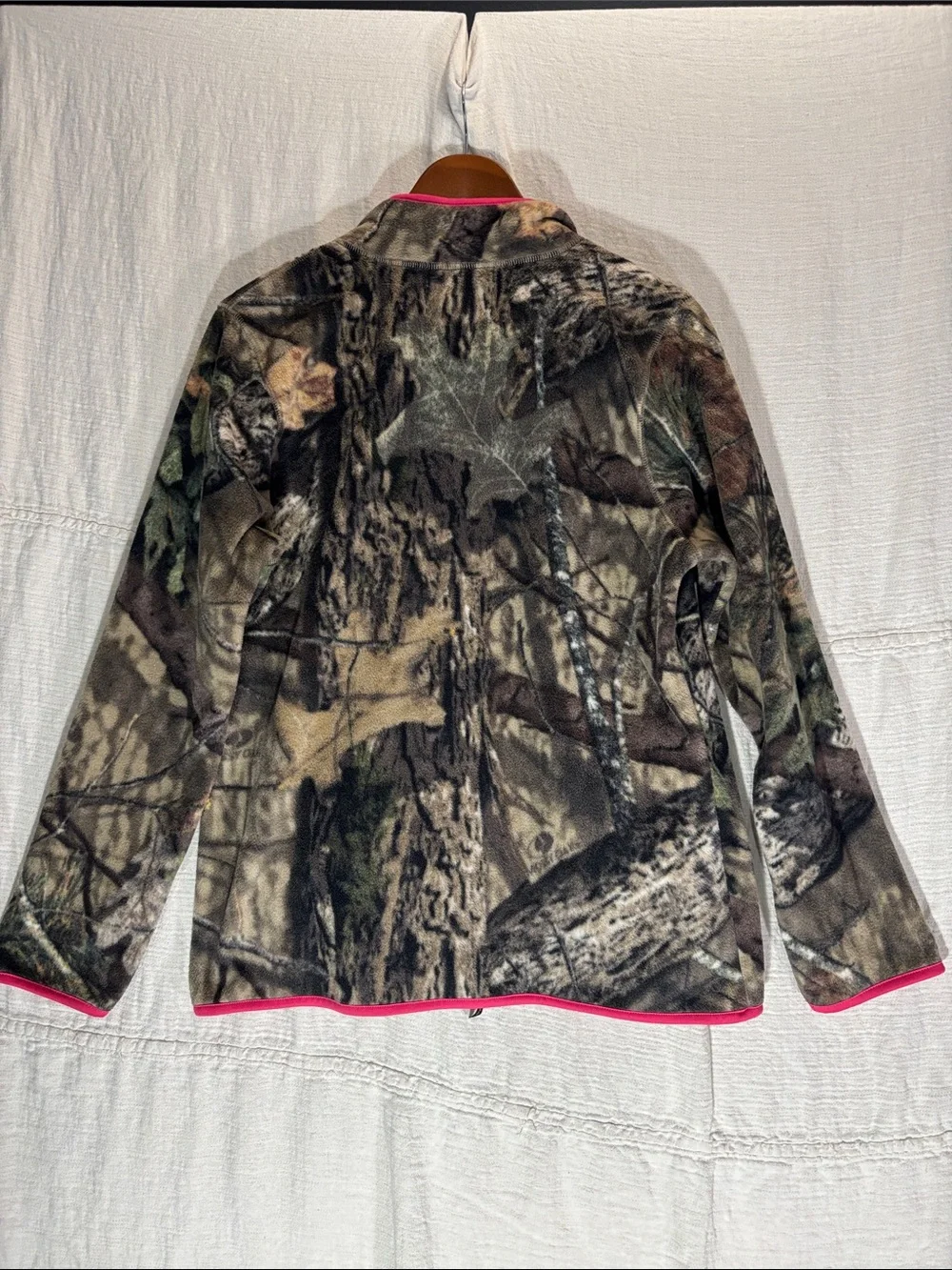 Mossy Oak Women's Camo Fleece Jacket Pink TrimFull Zip Size L EUC - Picture 10 of 10